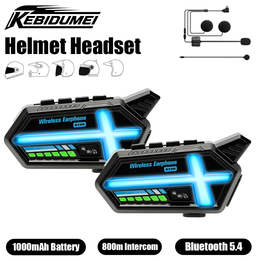 Universal Motorcycle Helmet Intercom Headset - KEBIDUMEI BT26 casco auriculares Bluetooth altavoz