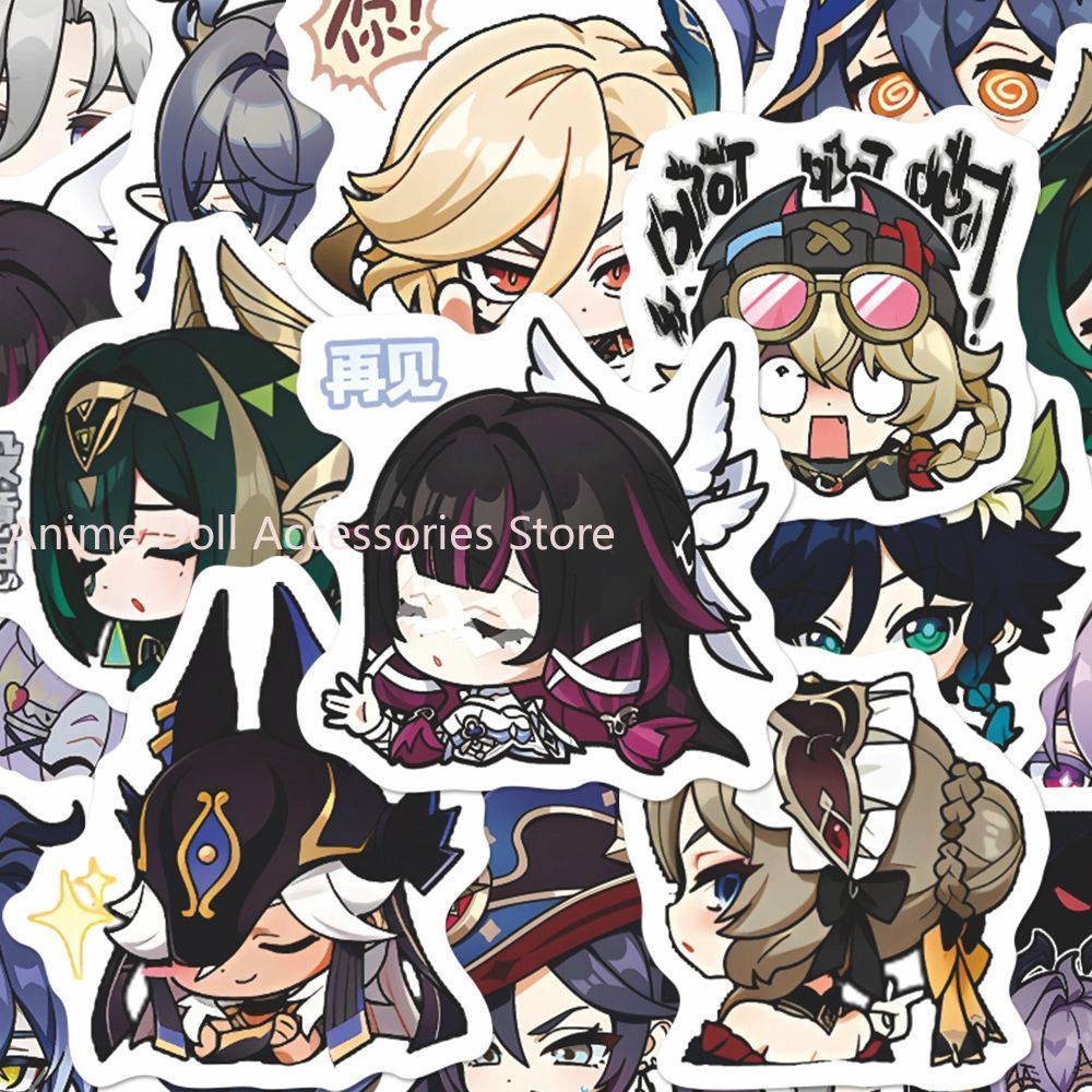 Motorcycle Helmets - 64 pegatinas de anime de Genshin