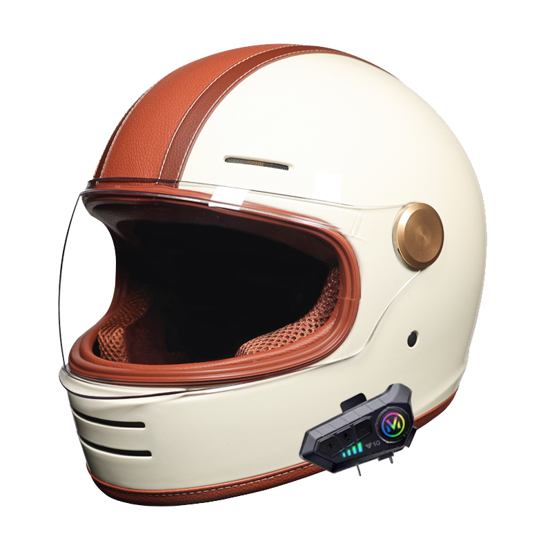 Casco retro de cara completa c - Full Face Motorcycle Helmet With Bluetooth reseña y precio