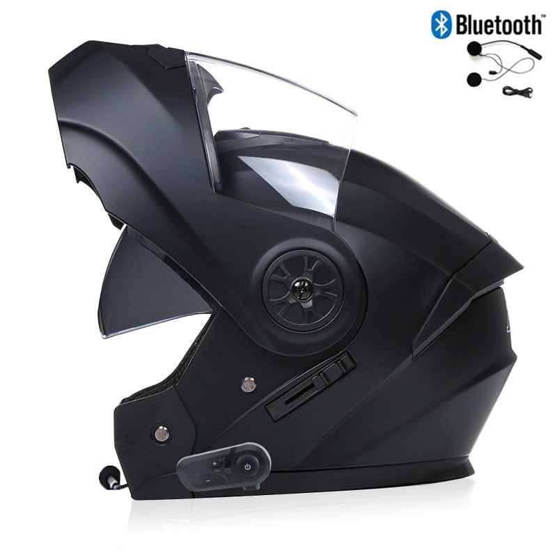 Casco de motocicleta con Bluet - Modular Flip Up Motorcycle Helmet Dot Approved reseña y precio